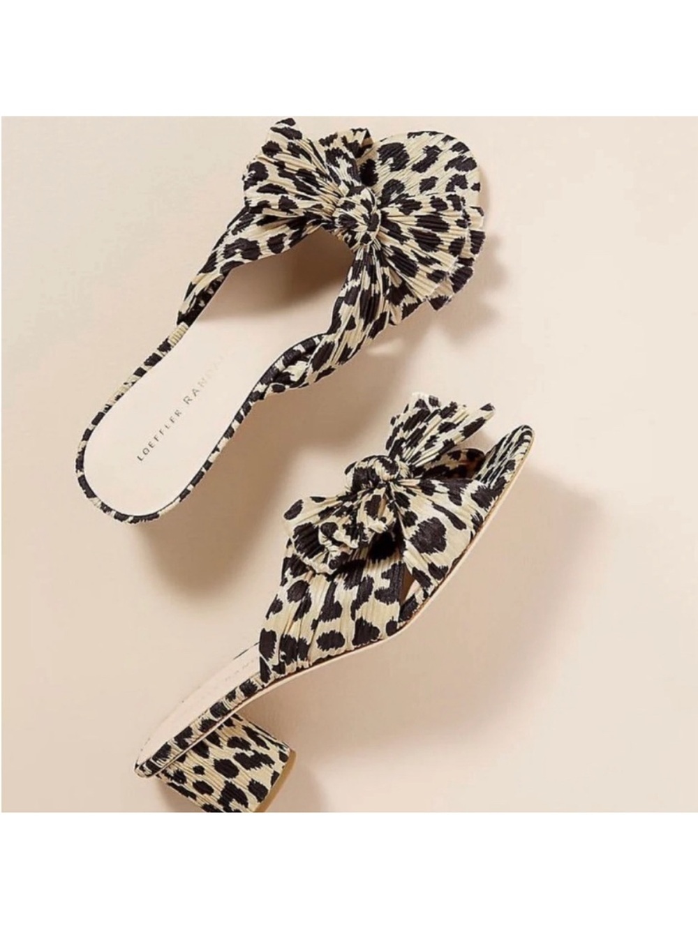 Loeffler Randall Leopard Bow Mules in Black and Cream, new with tags in box.